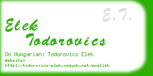 elek todorovics business card